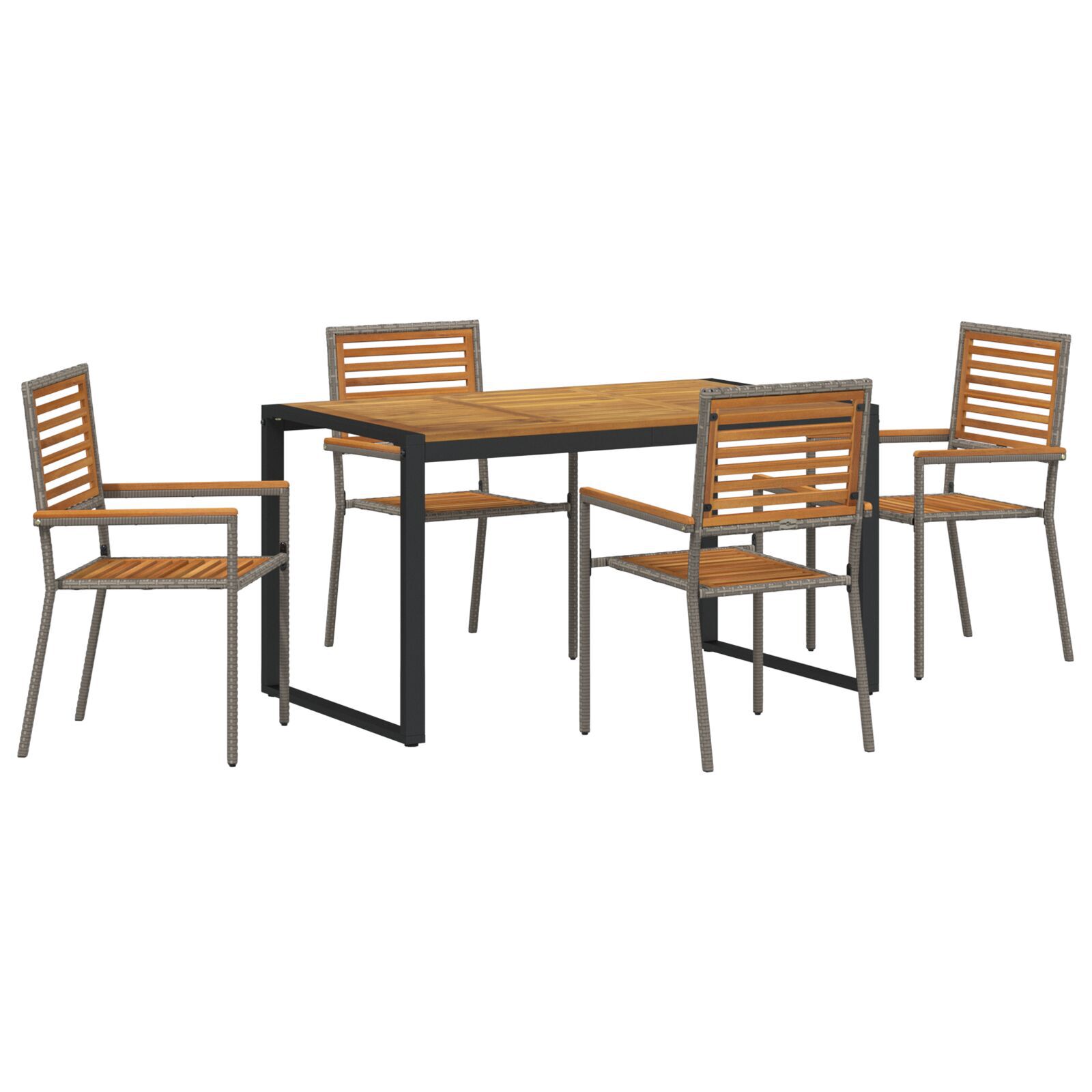 Hage Spisegruppe 5 pcs Grå, tre 140 x 80 x 75 cm polyrotting