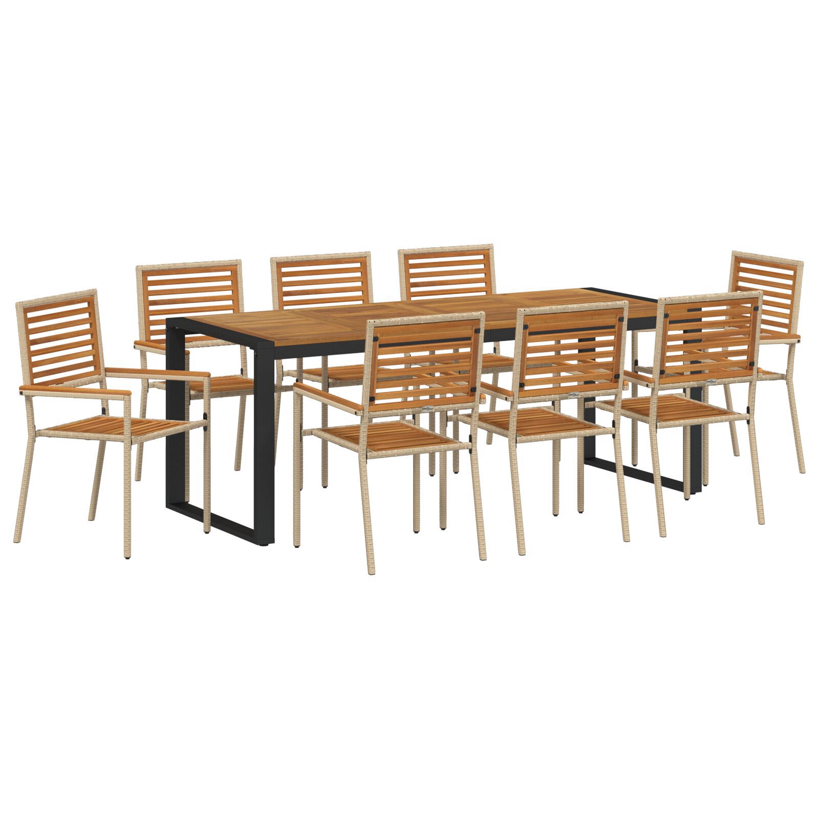 Hage Spisegruppe 9 pcs Beige 200 x 80 x 75 cm polyrotting