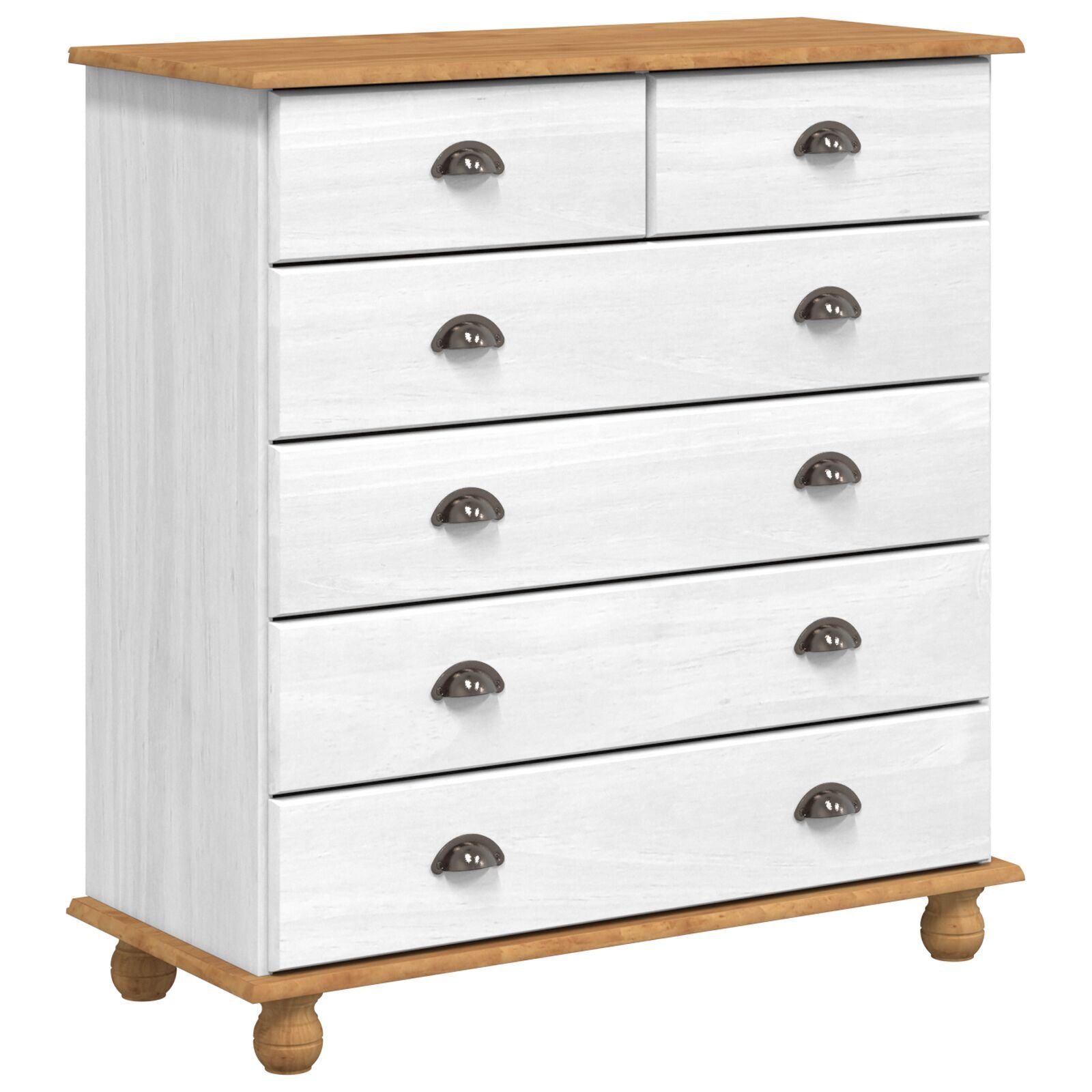 Skap med skuffer Hvit 91 x 40 x 95.5 cm Massivt furutre