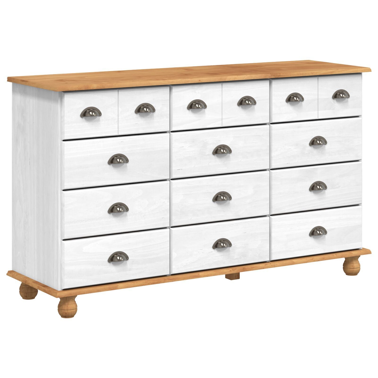 Skap med skuffer Hvit 79 x 40 x 133.5 cm Massivt furutre