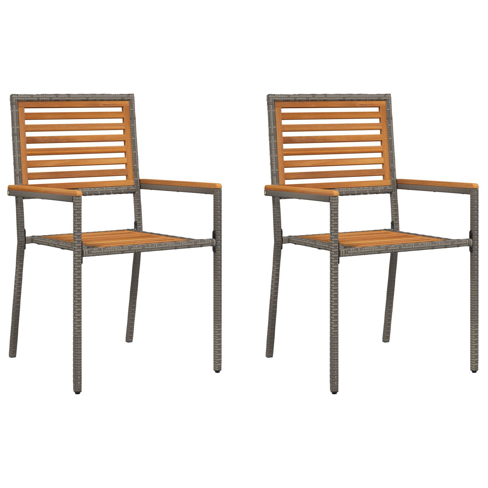 Hage stabelstoler 2 pcs Brun og Grå