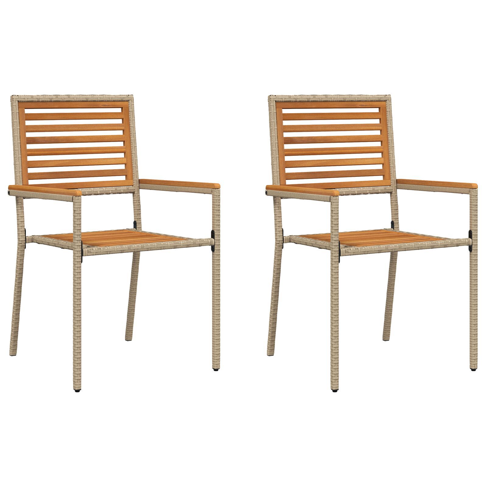 Hage stabelstoler 2 pcs Brun og Beige