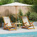 Strandstol med pute 2 pcs Brun Solid akasietre