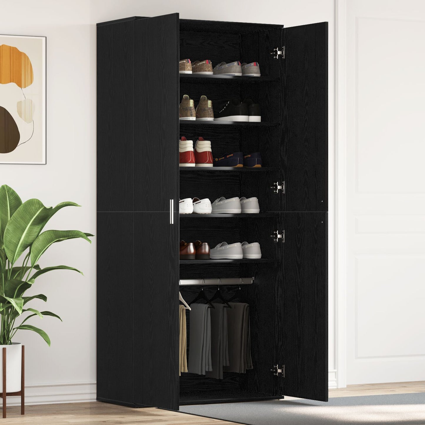 Sko Skap med hylle Svart Eik 80 x 39 x 178 cm Konstruert tre