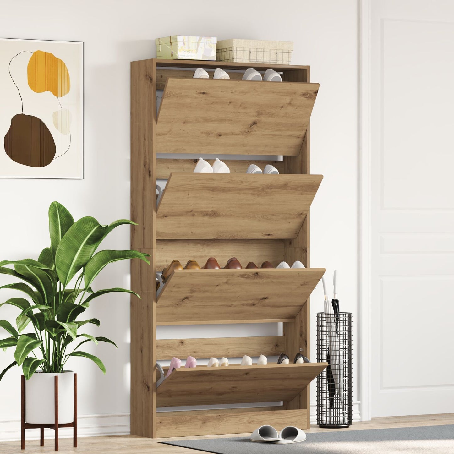 Sko Skap 80 x 21 x 163,5 cm Konstruert tre Artisan Eik