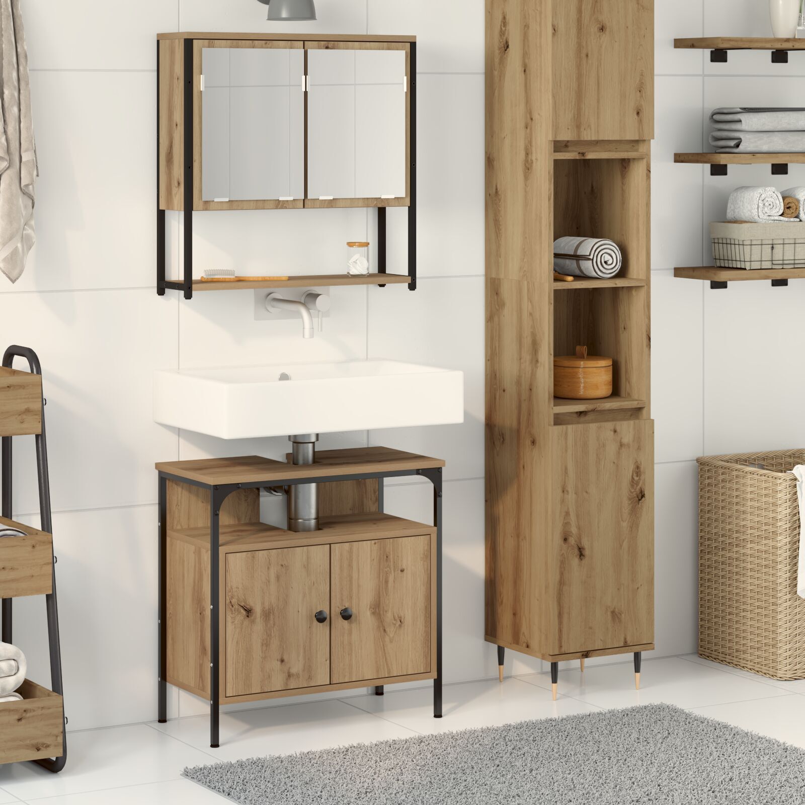 Baderomsinnredningssett med lagring 2 pcs Brun 60 x 30 x 60 cm