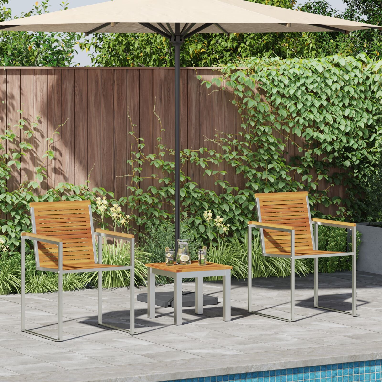 Solstol 3-person 3 pcs Brun 200 x 60 x 88cm Massivt akasietre