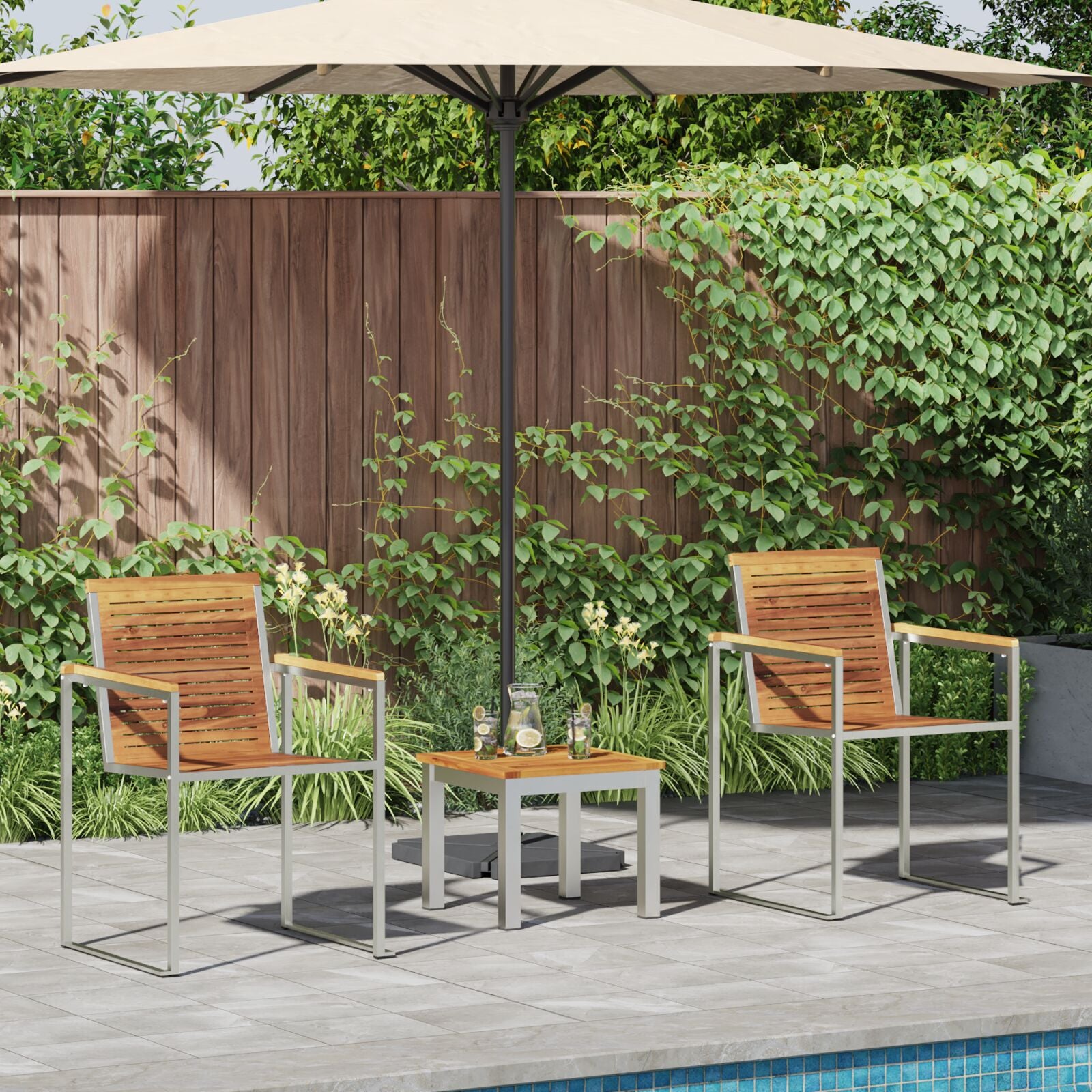 Solstol 3-person 3 pcs Brun 200 x 60 x 88cm Massivt teaktre