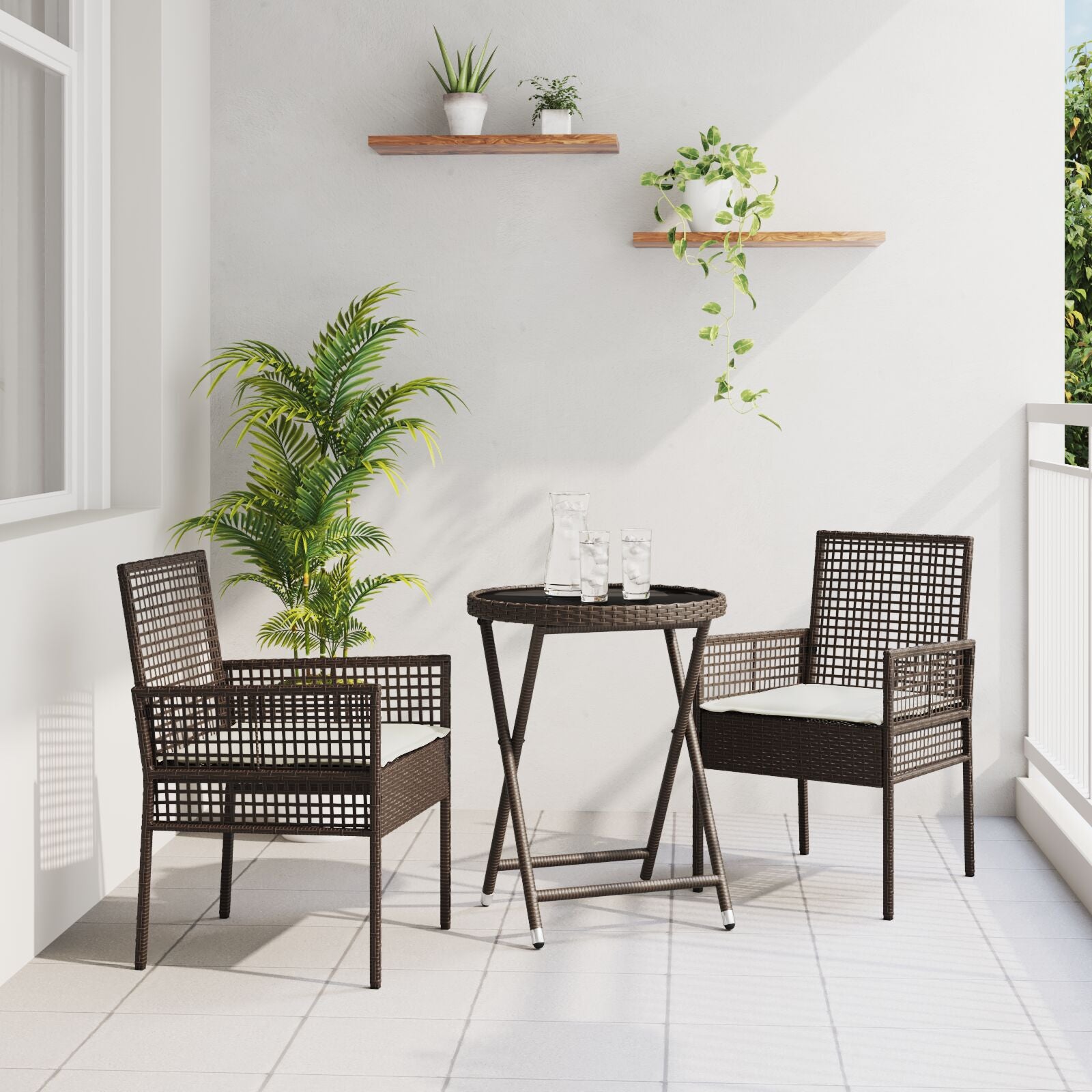 Hage Bistro Sett 3 pcs Brun Poly rattan