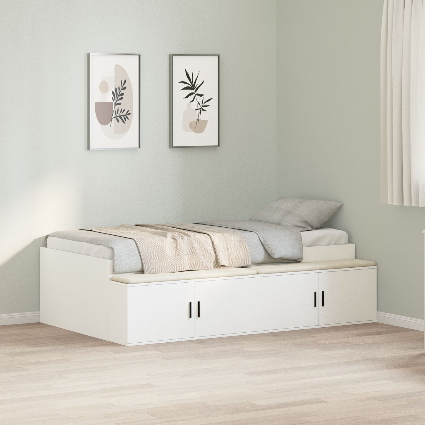 Sengestamme med skuff Hvit 90 x 200 cm Konstruert tre