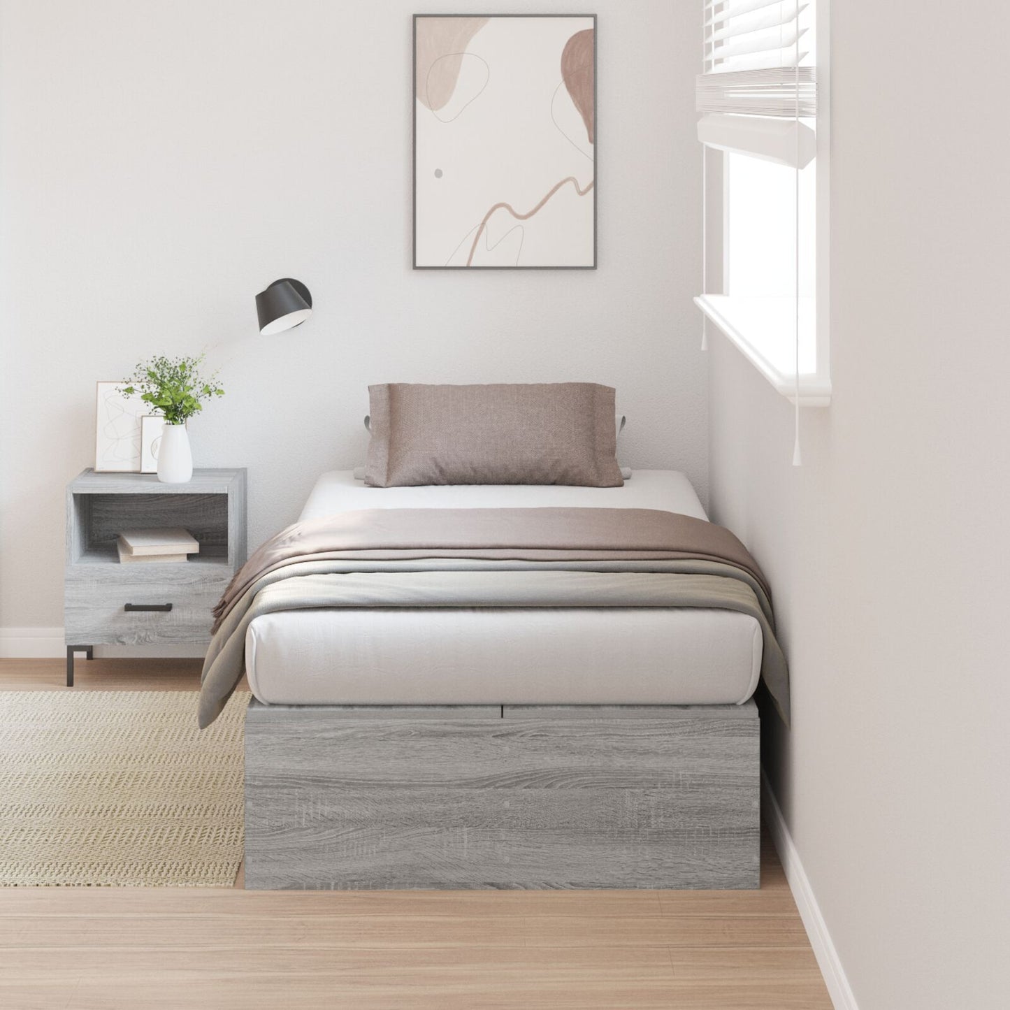Seng med lagring Grå Sonoma 100 x 200 cm Konstruert tre