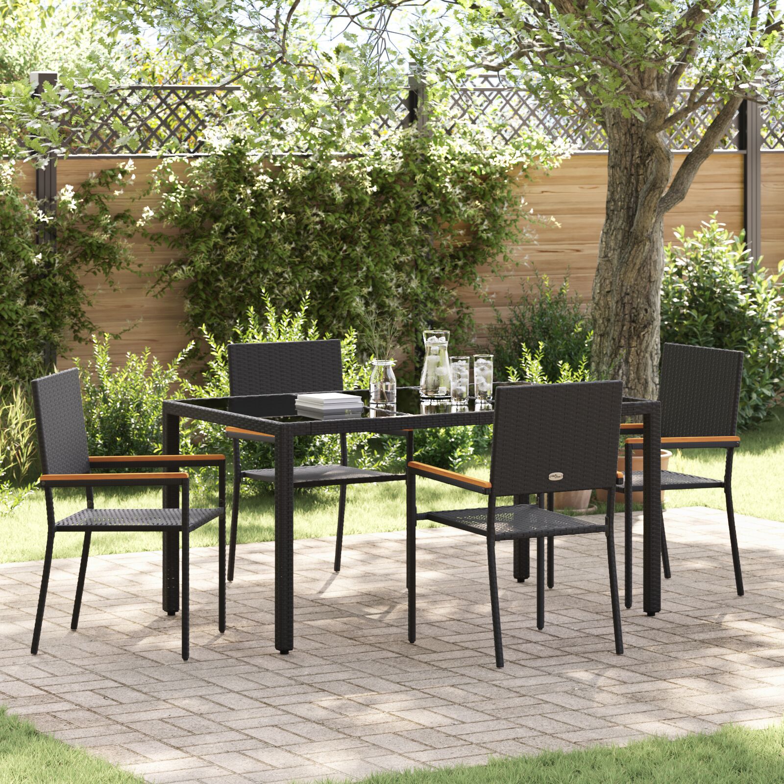Hage Spisegruppe 5 pcs Svart 150 x 90 x 75 cm polyrotting