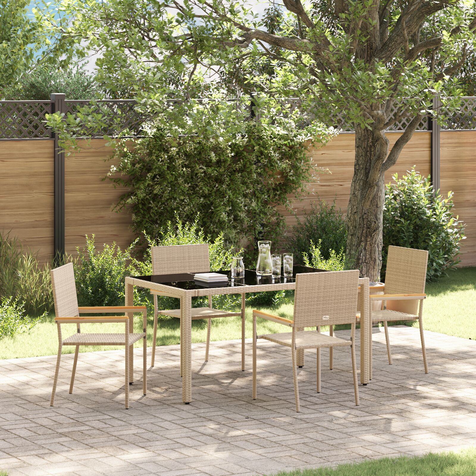 Hage Spisegruppe 5 pcs Beige 90 x 90 x 75 cm polyrotting