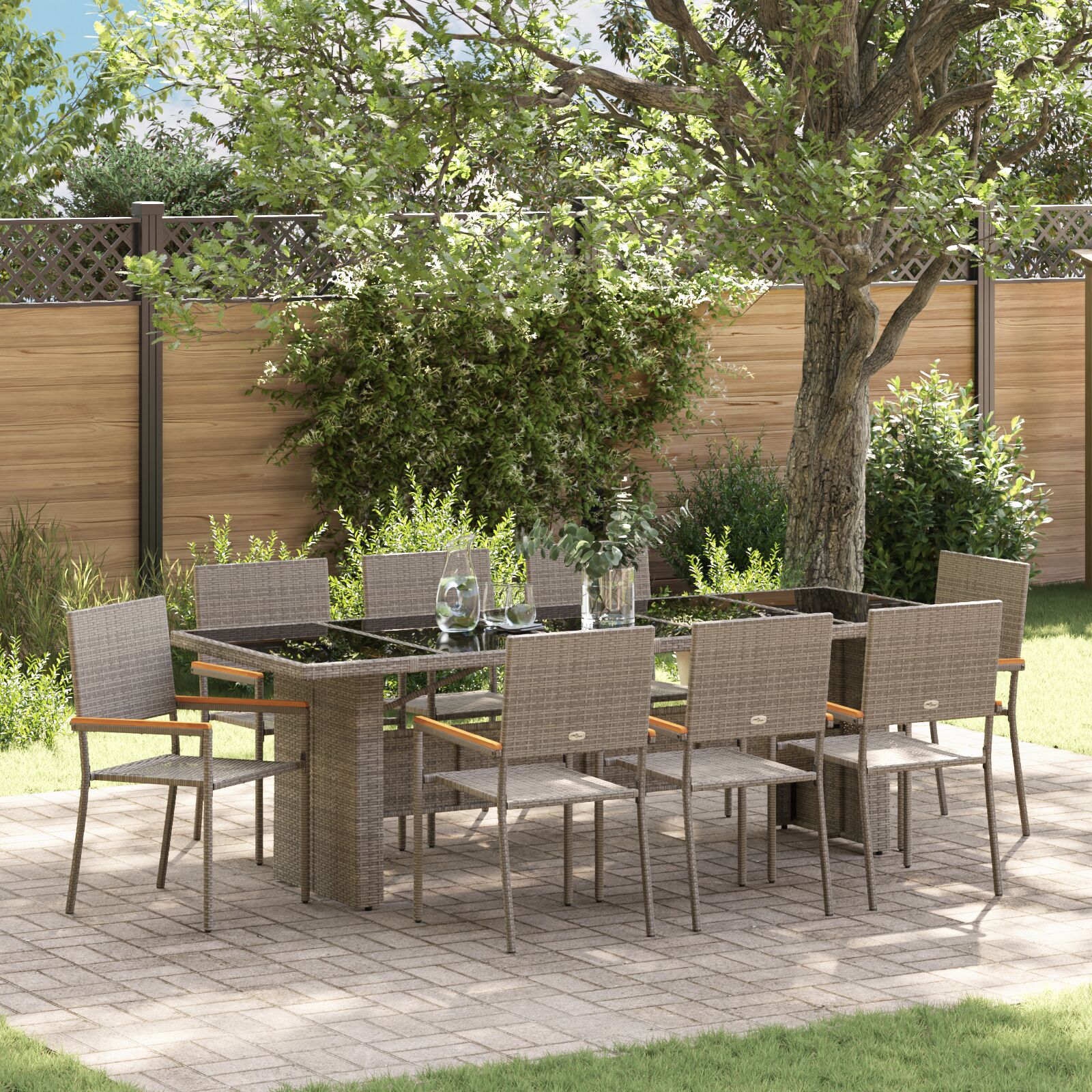Hage Spisegruppe 11 pcs Beige Poly rattan