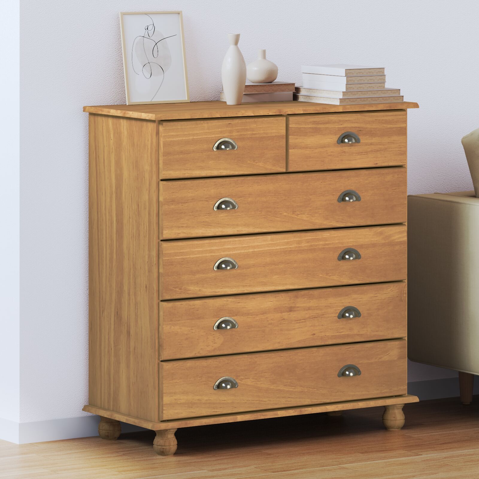 Skap med skuffer Brun 91 x 40 x 95.5 cm Massivt furutre