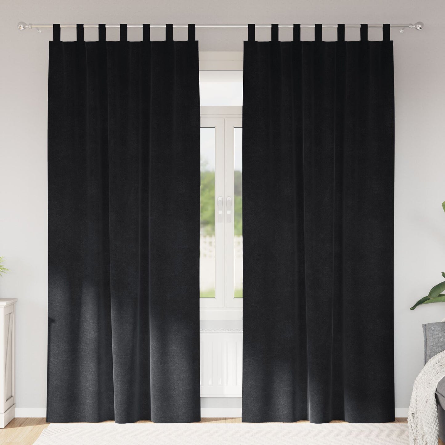 Blendingsgardiner 2 pcs Svart 140 x 225 cm Fløyel
