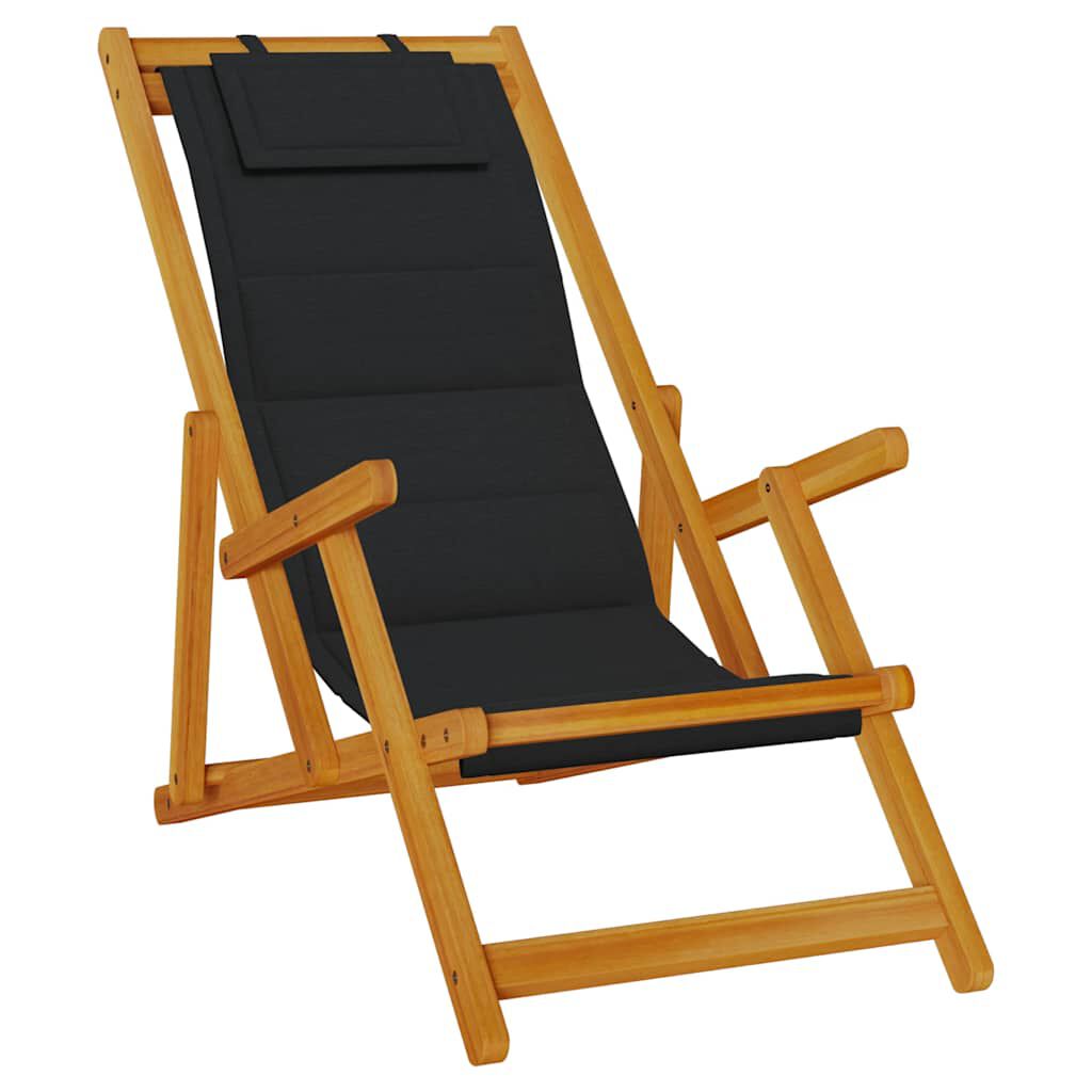 Strandstol med pute 2 pcs Brun Solid akasietre