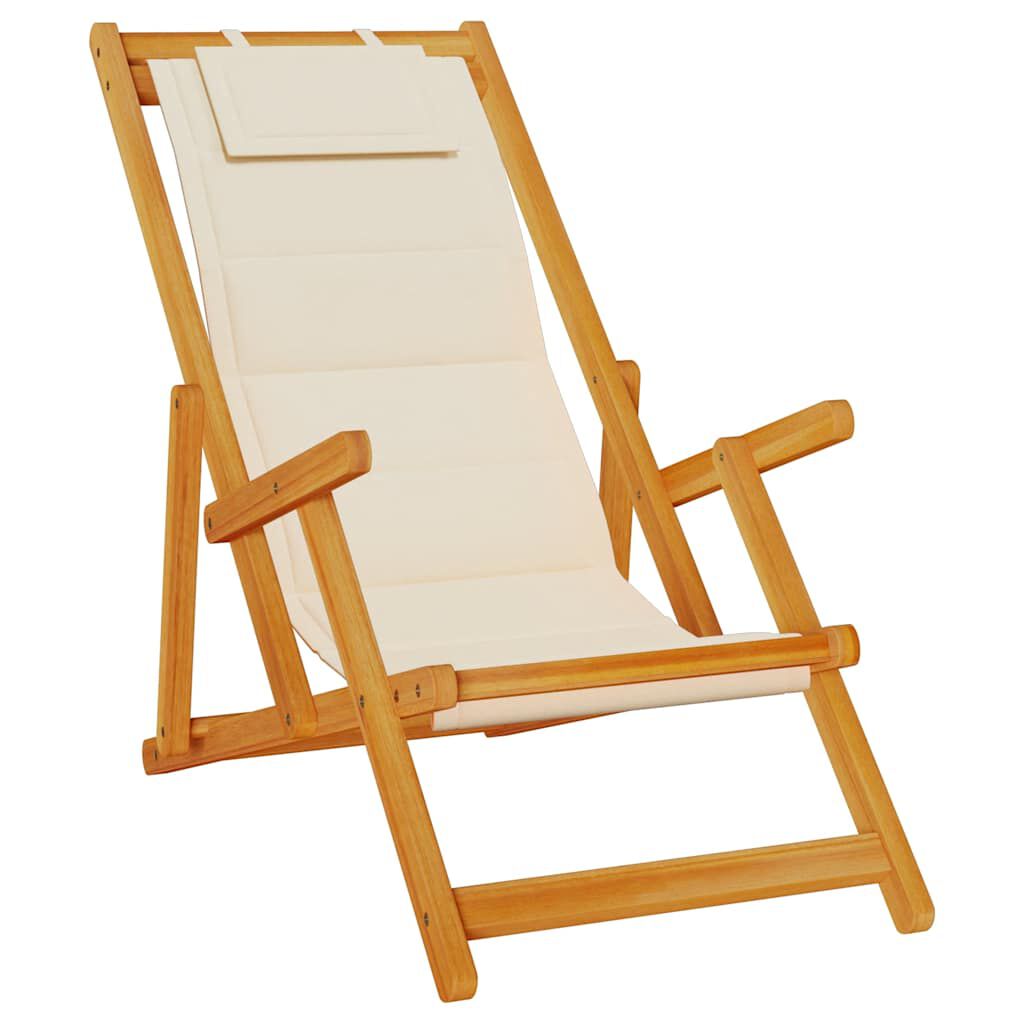 Strandstol med pute 2 pcs Brun Solid akasietre