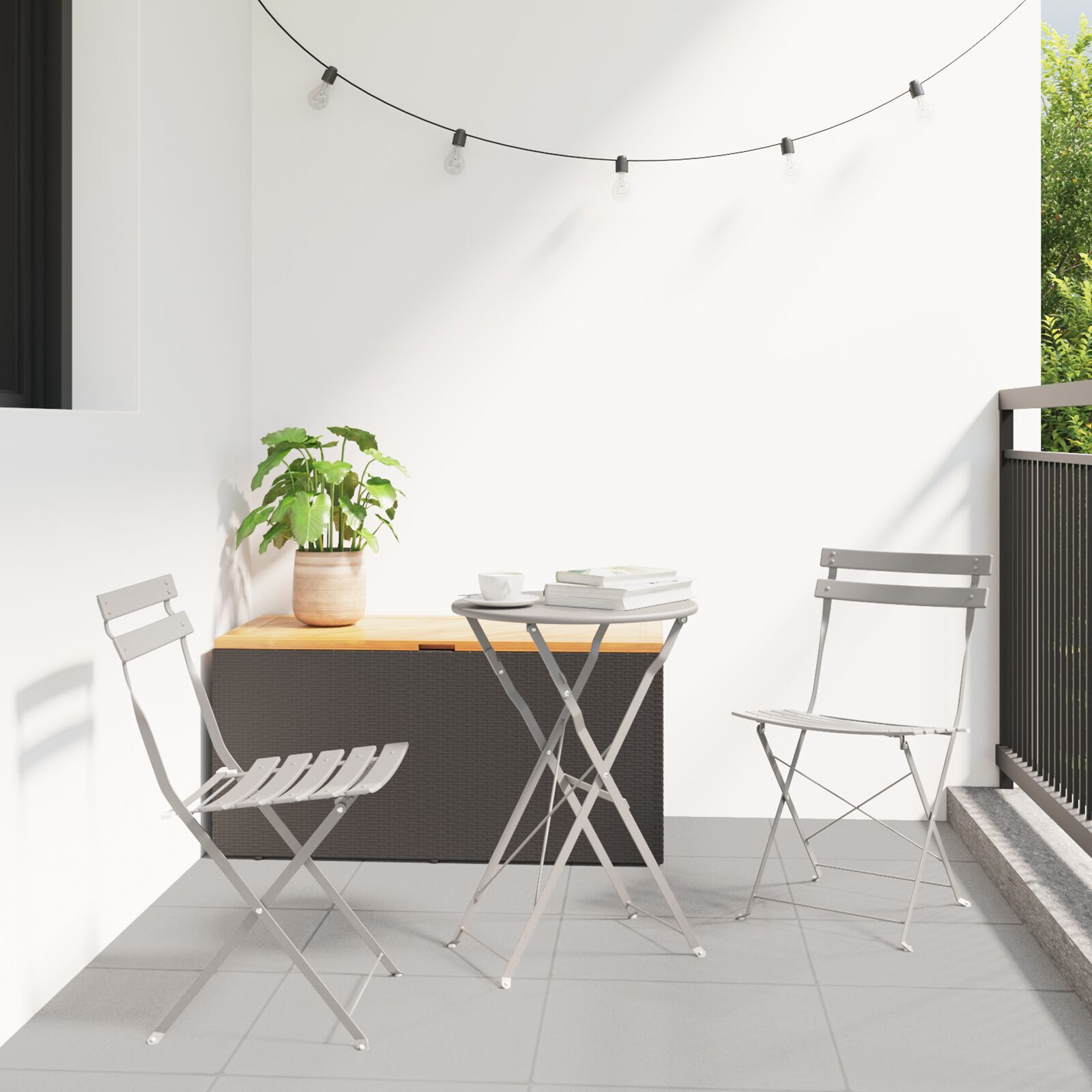 Hage Folding Stol Folding 2 pcs Beige 42 x 46 x 82cm Stål
