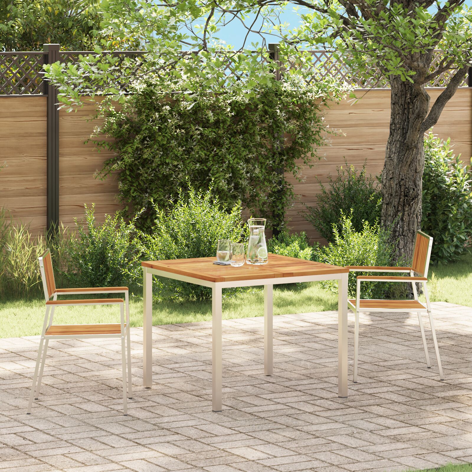 Hage Stol 2 pcs Brun 56 x 54.5 x 87cm Massivt akasietre