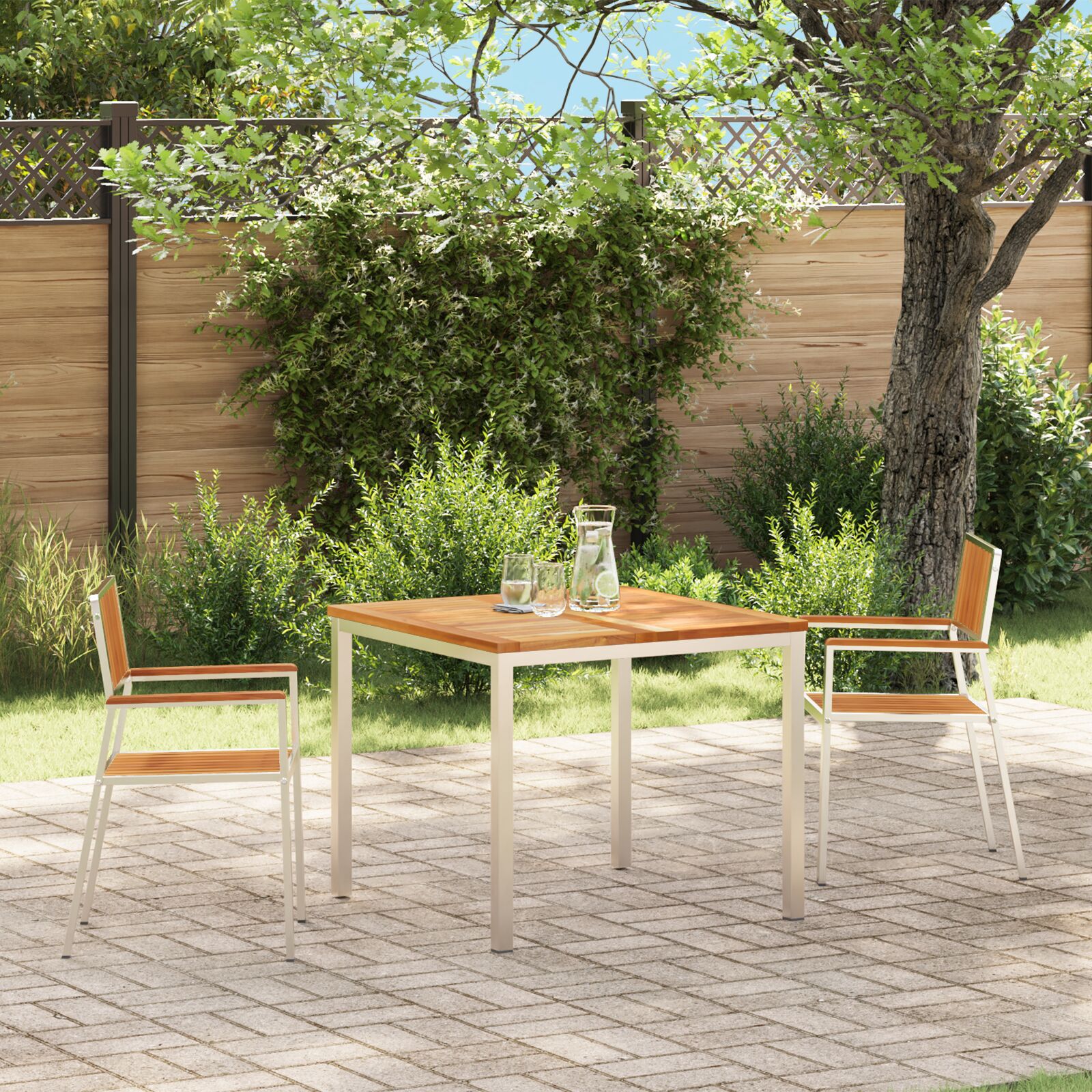 Hage Stol 2 pcs Brun 56 x 54.5 x 87cm Massivt teaktre
