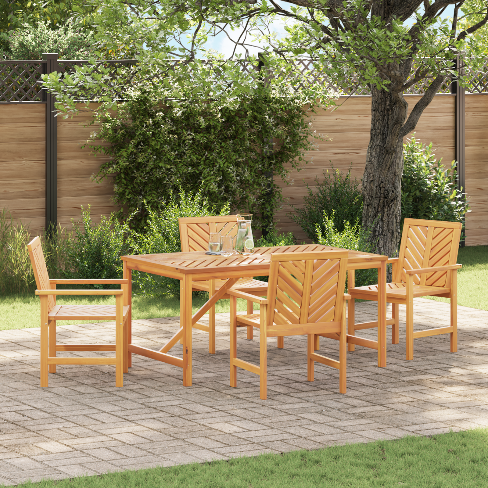 Hage Spisegruppe 5 pcs Brun 150 x 90 x 74 cm heltre akasie