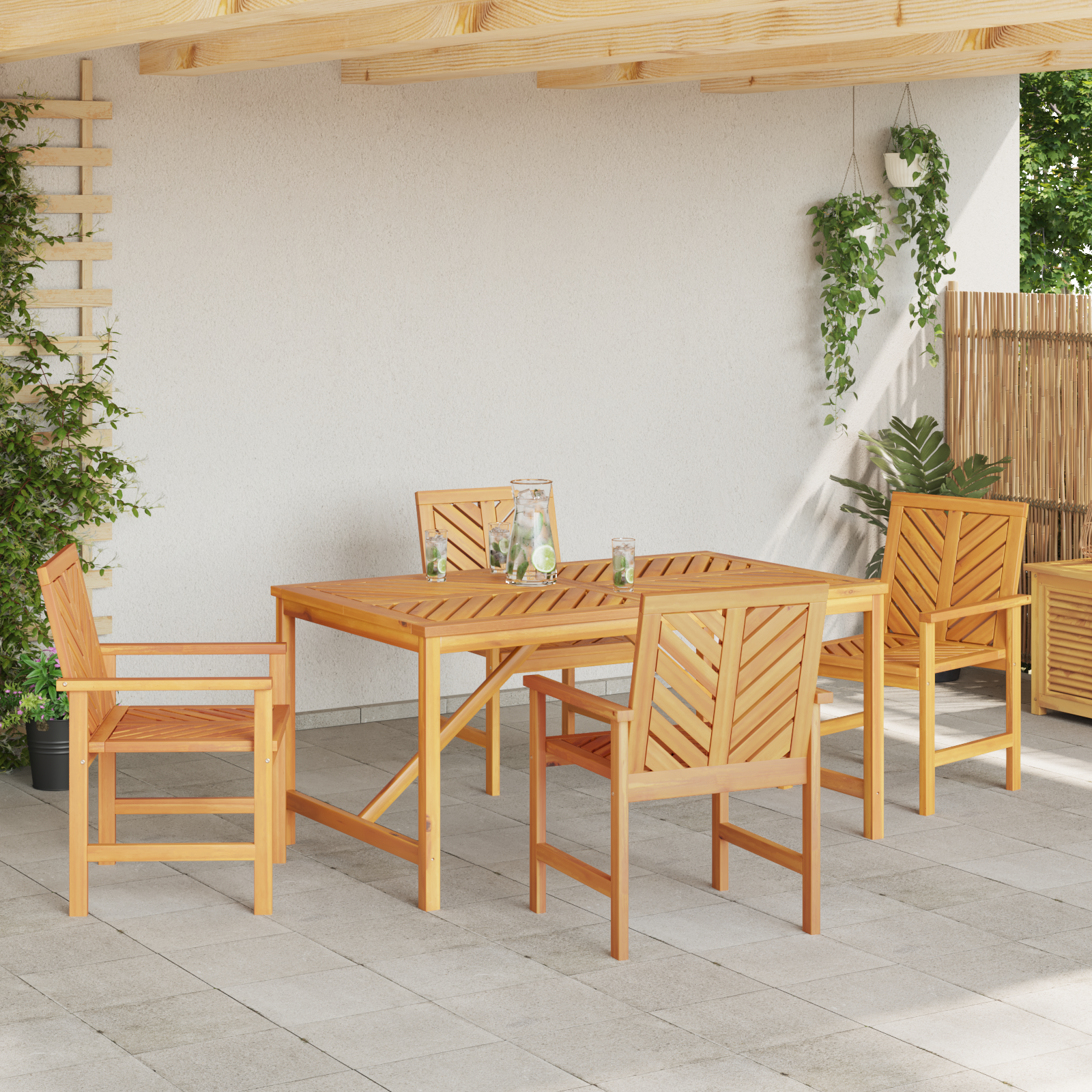 Hage Spisegruppe 5 pcs Brun 150 x 90 x 74 cm heltre akasie