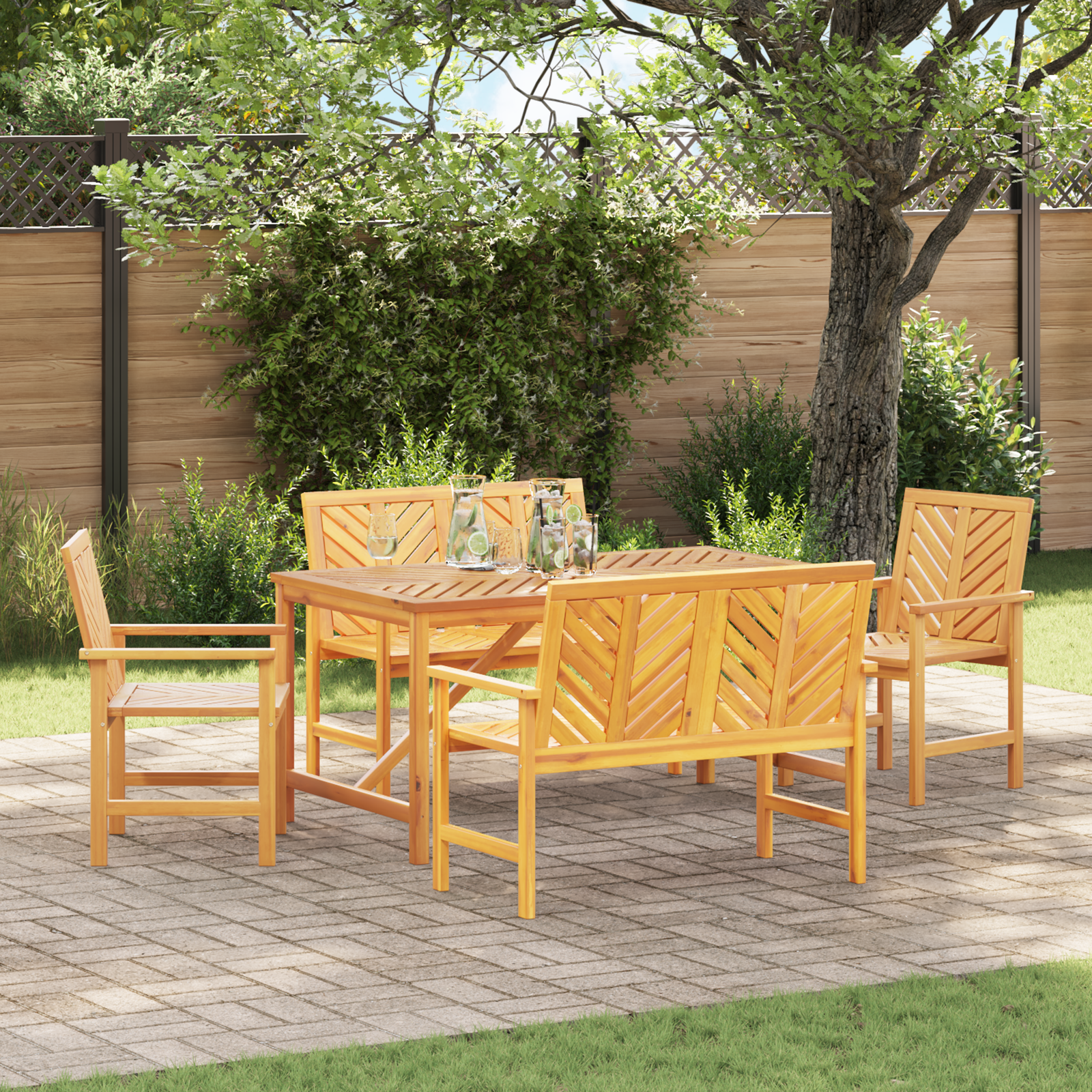 Hage Spisegruppe 5 pcs Brun 150 x 90 x 74 cm heltre akasie