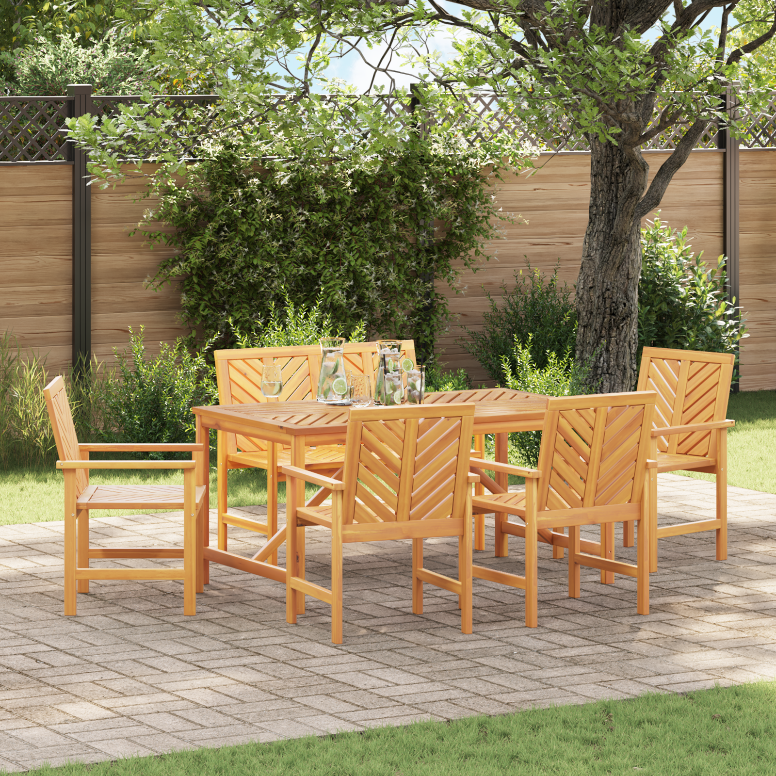 Hage Spisegruppe 6 pcs Brun 150 x 90 x 74 cm heltre akasie