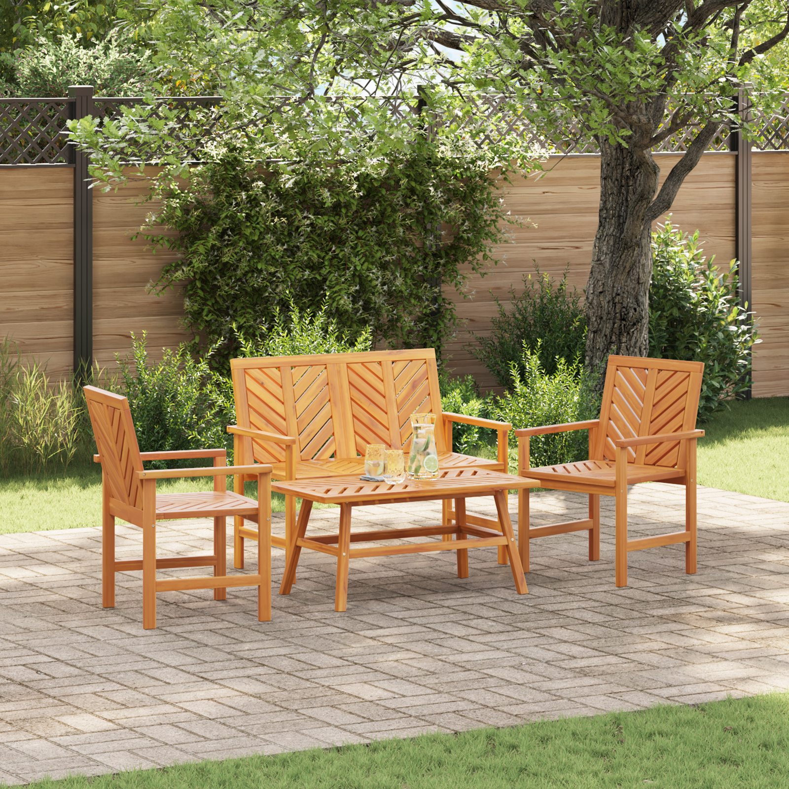 Hage lounge sett 2 pcs Brun Massivt akasietre