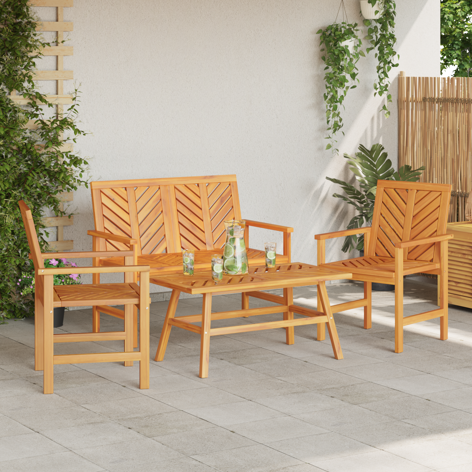 Hage lounge sett 2 pcs Brun Massivt akasietre