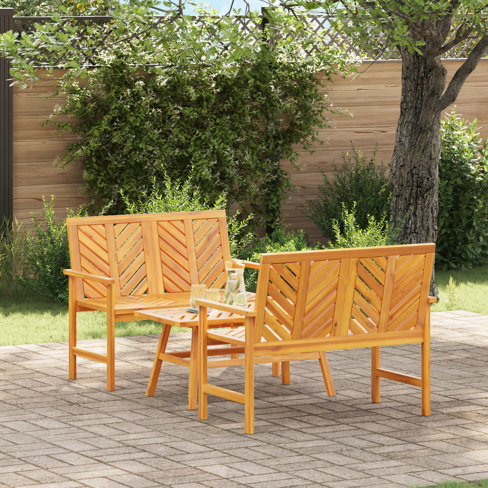 Hage lounge sett 2 pcs Brun Massivt akasietre