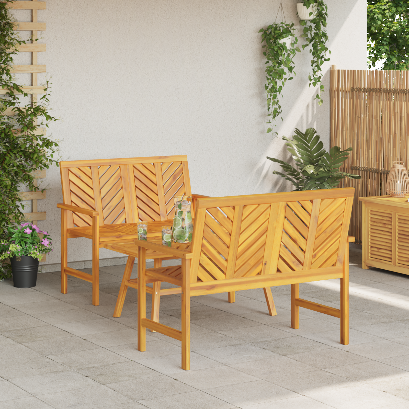 Hage lounge sett 2 pcs Brun Massivt akasietre