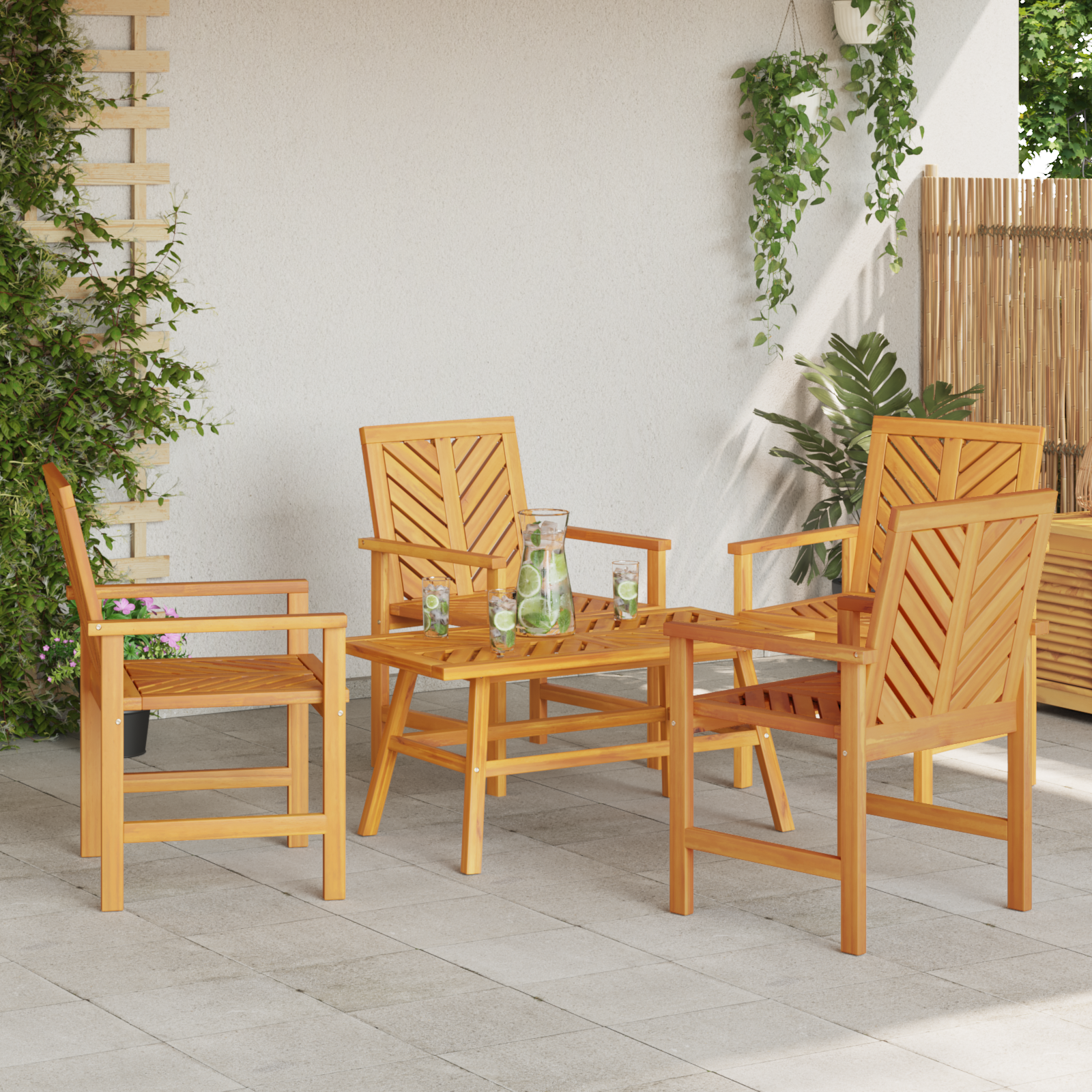 Hage lounge sett 3 pcs Brun Massivt akasietre