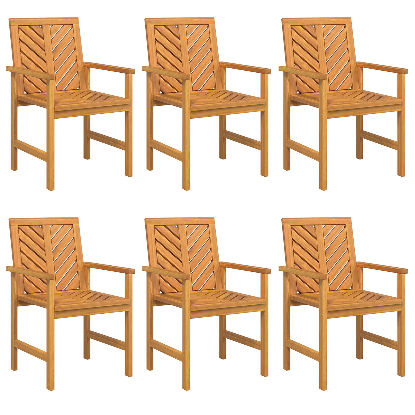 Spisestuestol 6 pcs Naturlig Solid akasietre