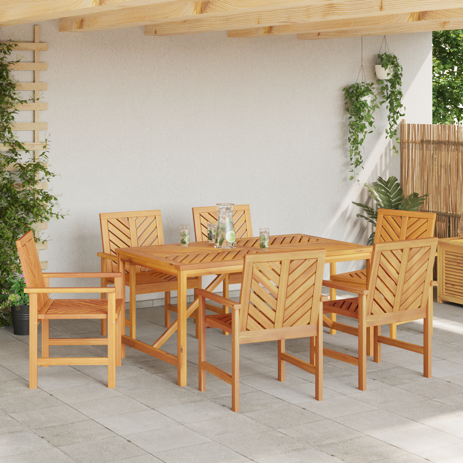 Hage spisestuestoler 6 pcs Brun 59 x 62.5 x 89 cm heltre akasie