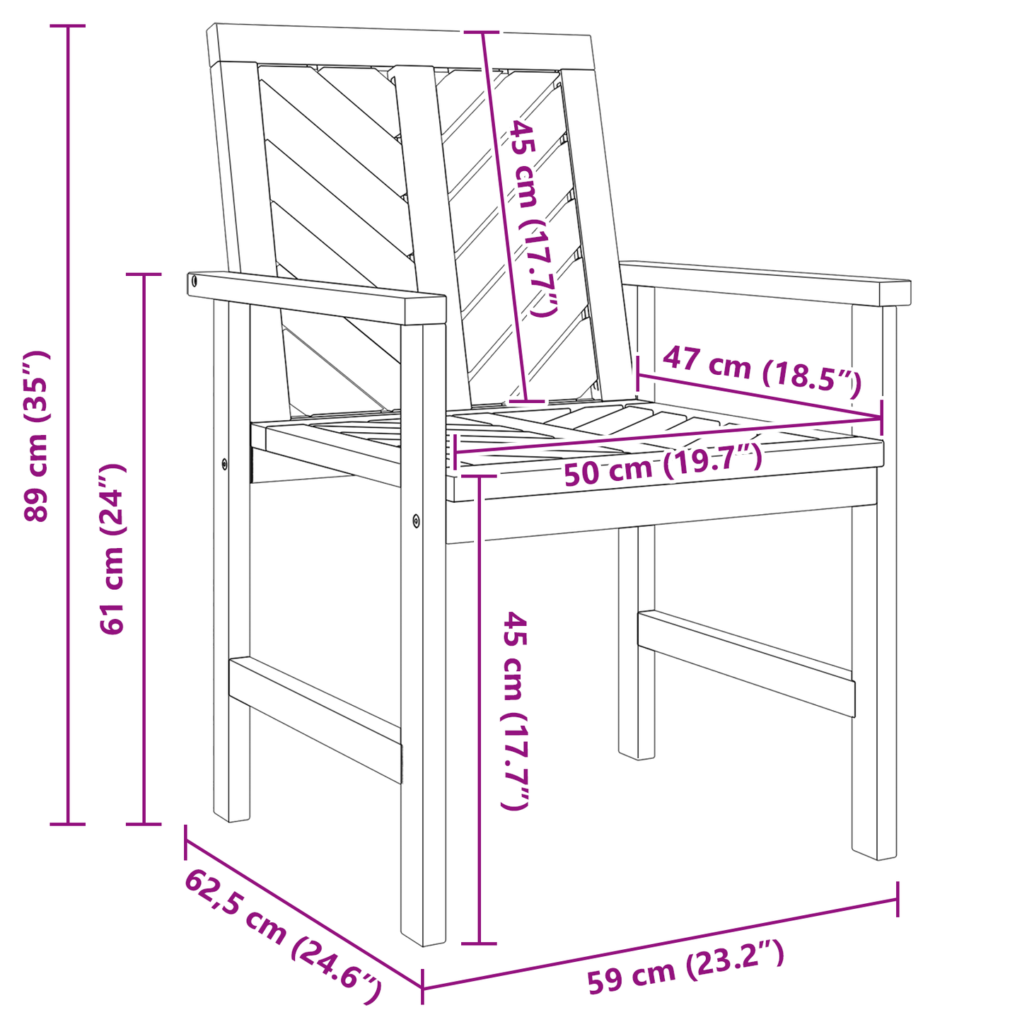 Spisestuestol 6 pcs Naturlig Solid akasietre