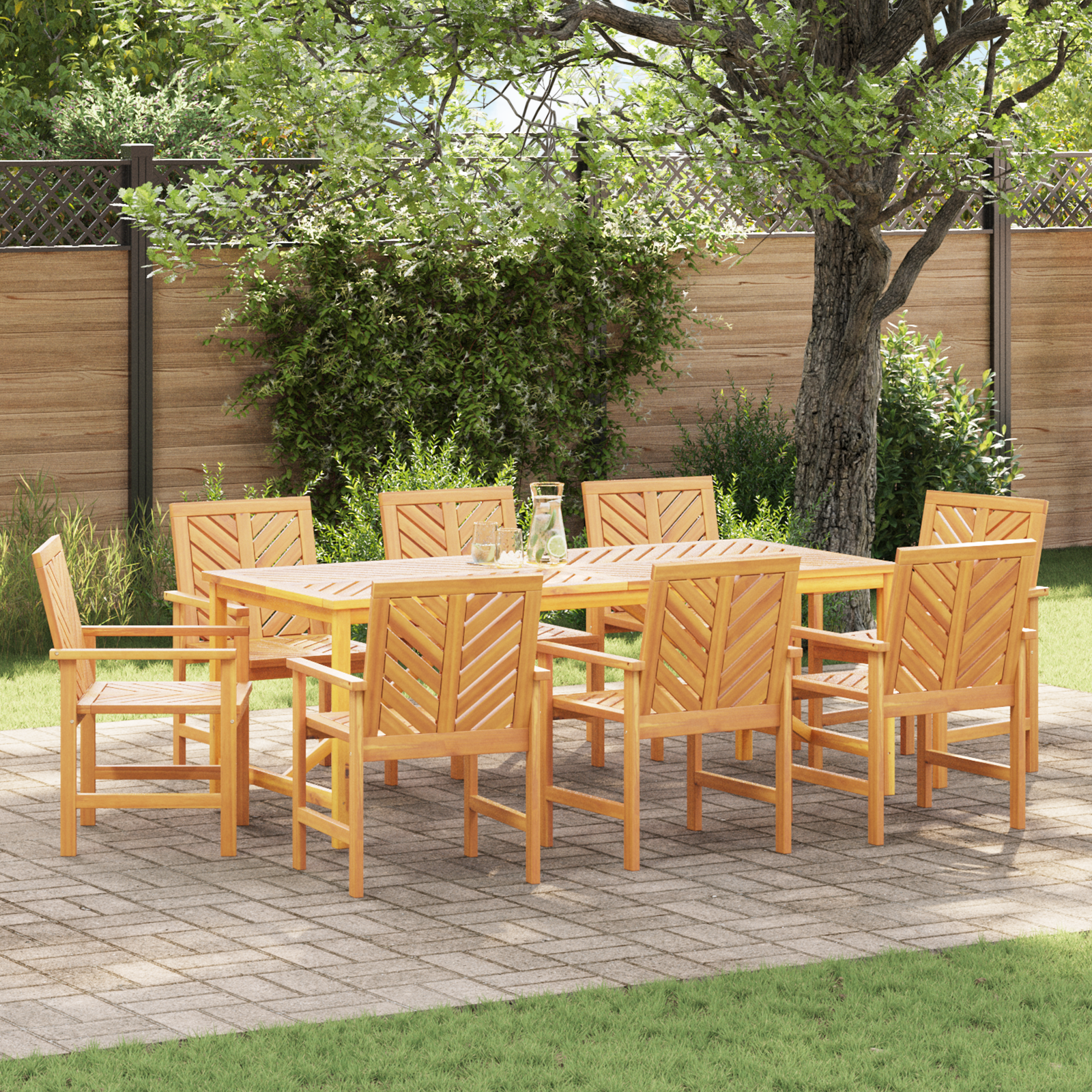 Hage spisestuestoler 8 pcs Brun 59 x 62.5 x 89 cm heltre akasie