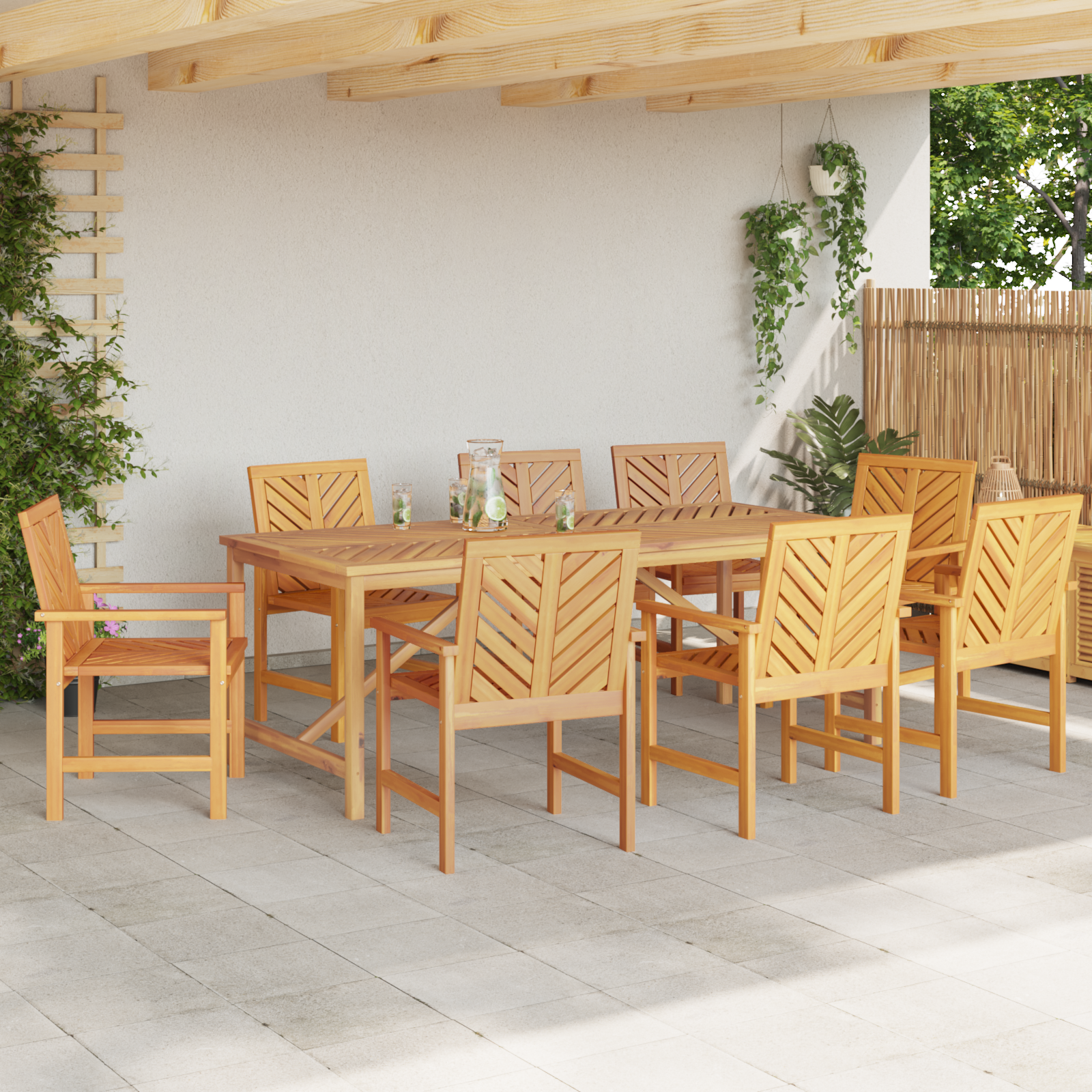 Hage spisestuestoler 8 pcs Brun 59 x 62.5 x 89 cm heltre akasie