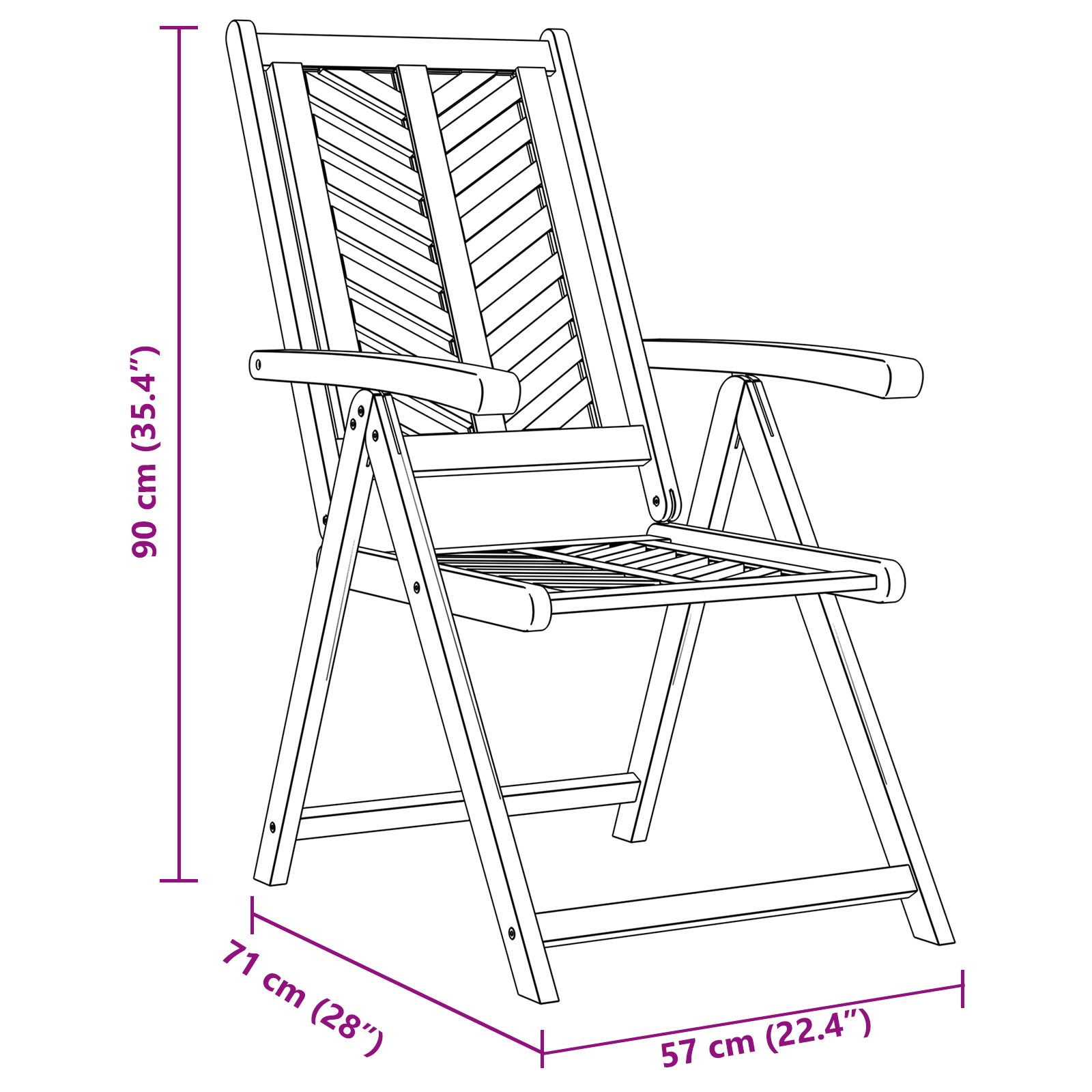 Recliner stol 6 pcs Brun 57 x 71 x 90cm tre