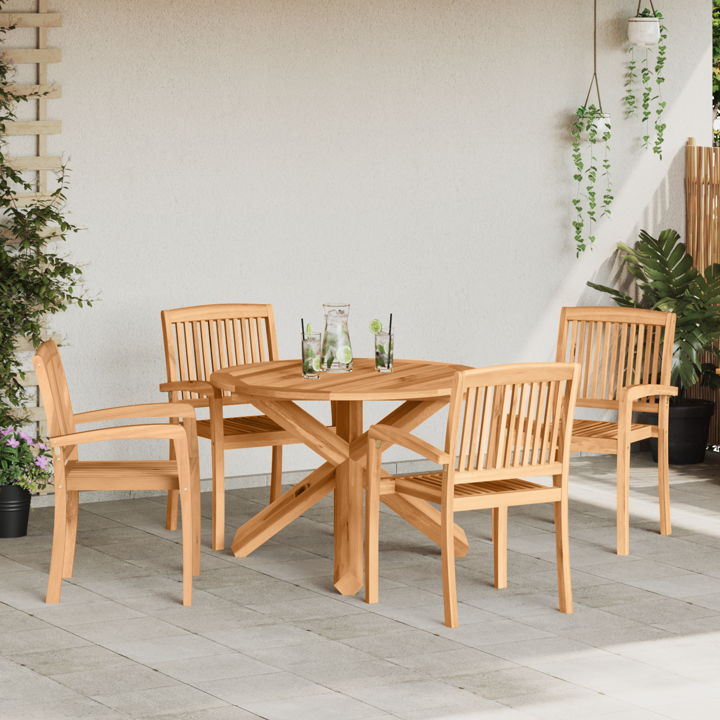 Hage Spisegruppe 5 pcs Naturlig Solid akasietre