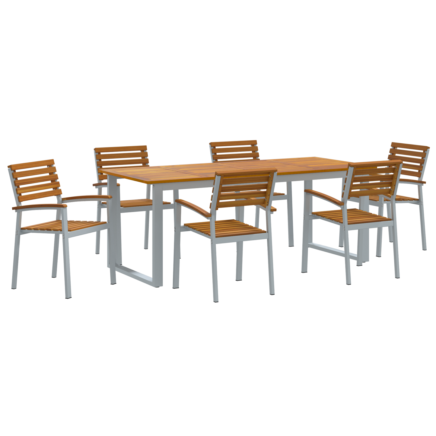 Hage Spisegruppe 7 pcs Grå Solid akasietre