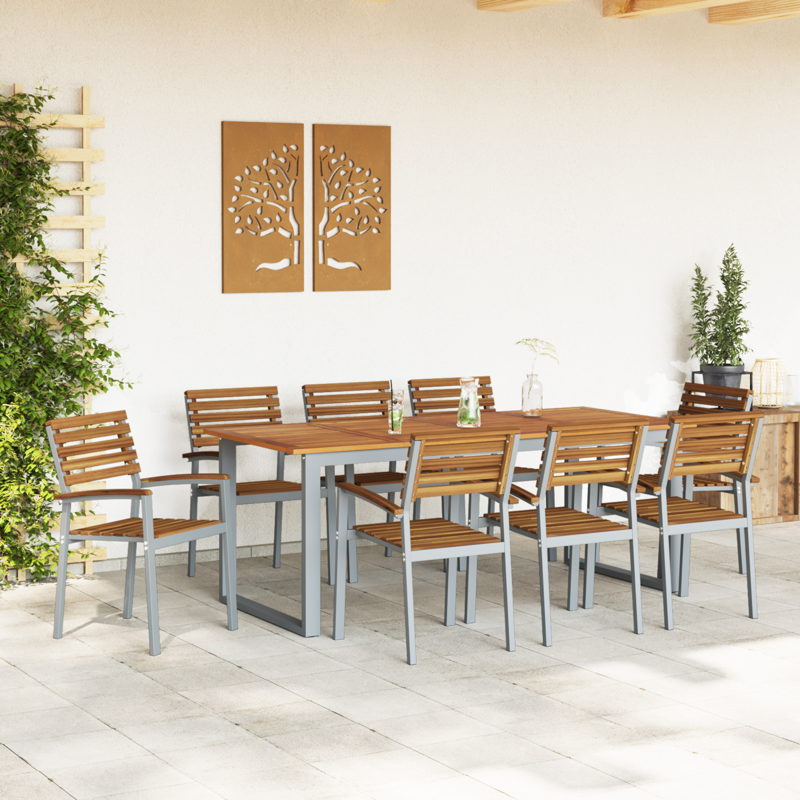 Hage Spisegruppe 5 pcs Grå og brun heltre akasie