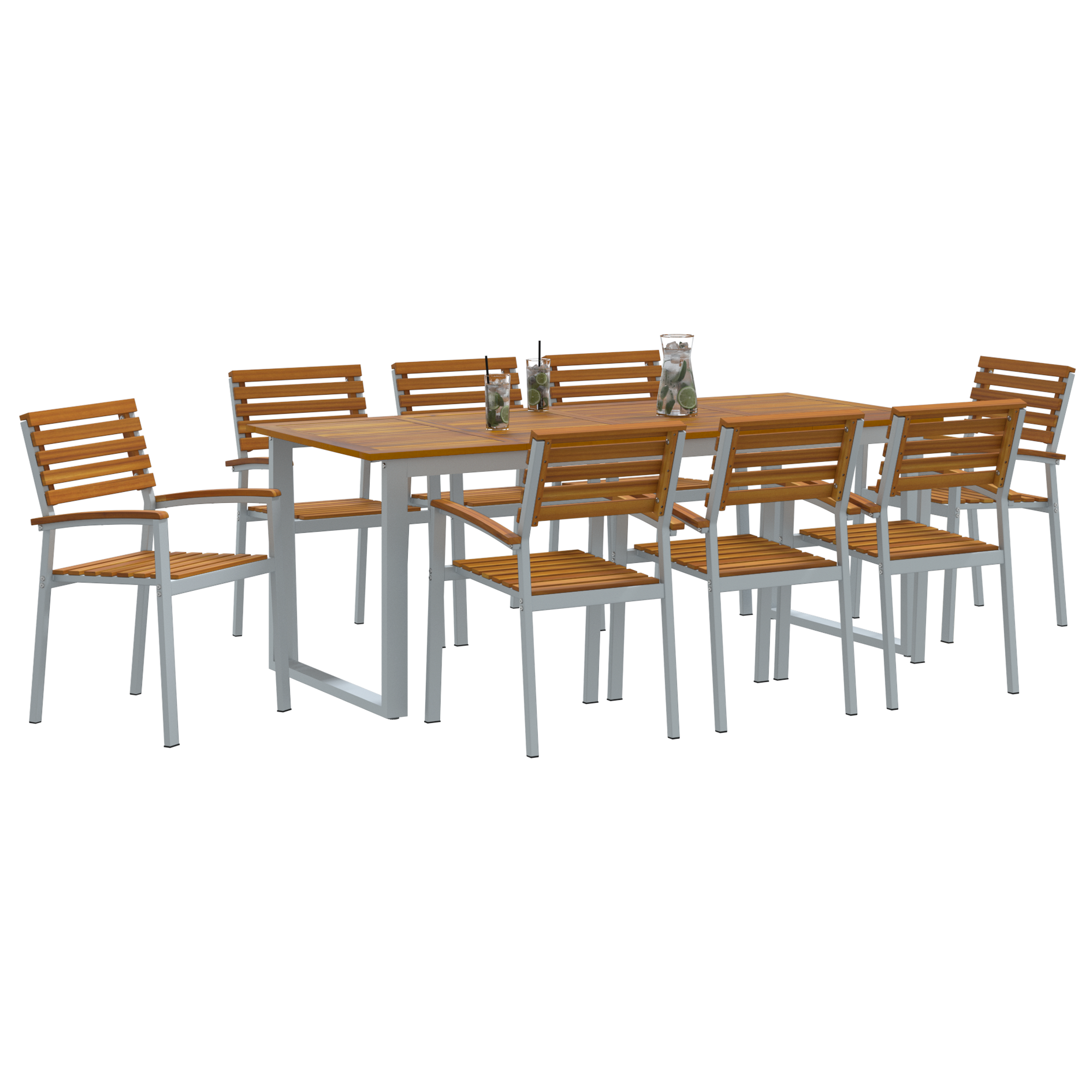 Hage Spisegruppe 5 pcs Grå og brun heltre akasie