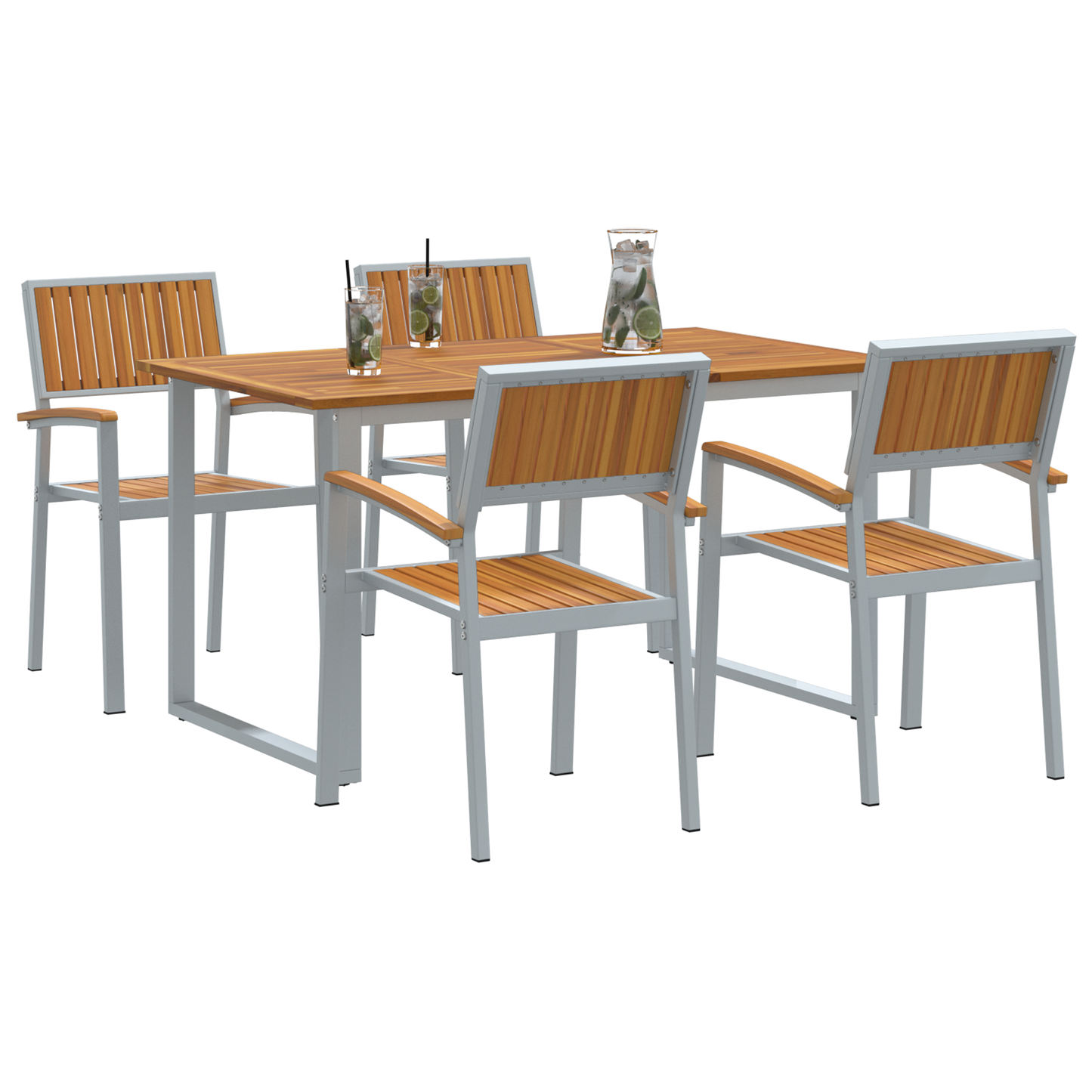 Hage Spisegruppe 5 pcs Grå Solid akasietre