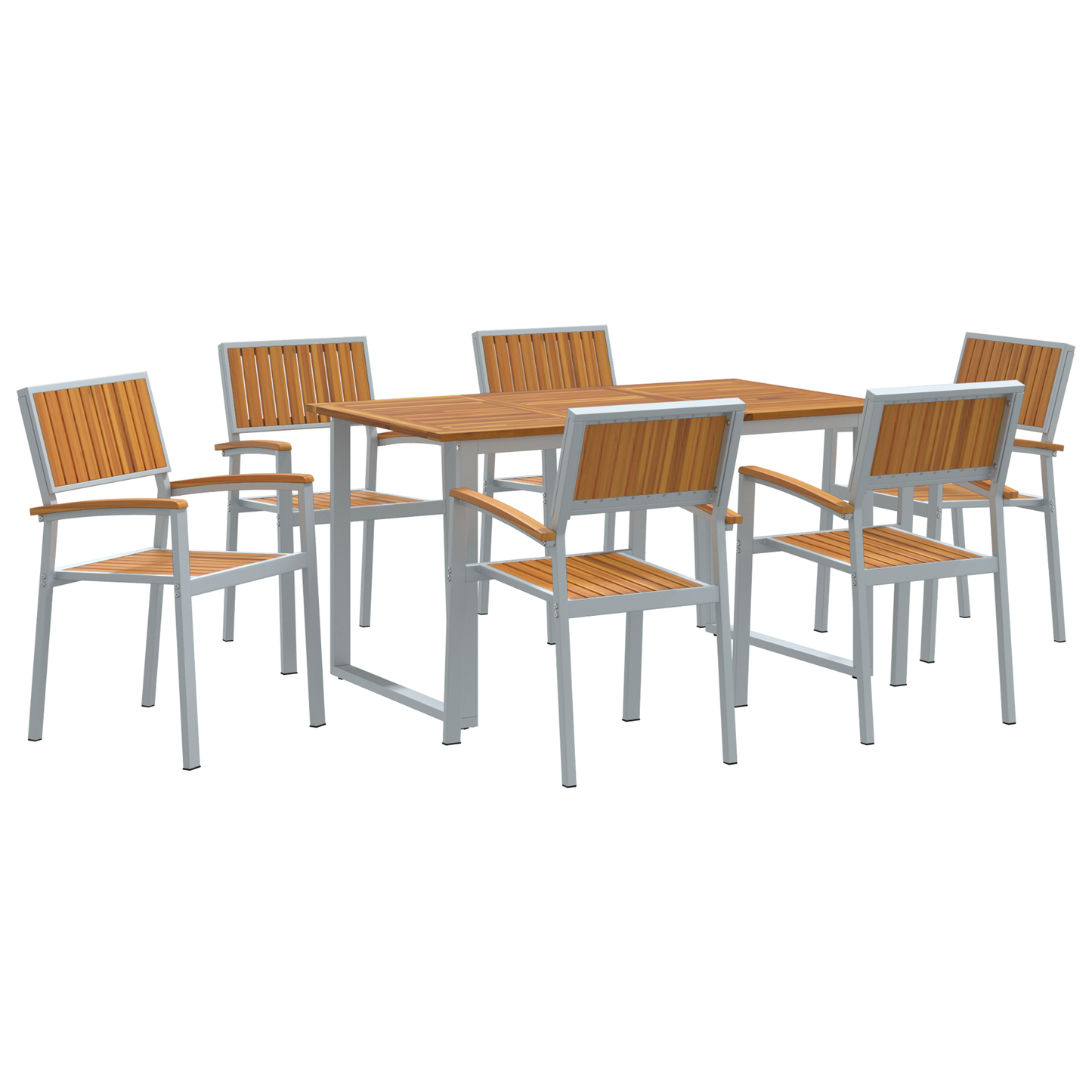 Hage Spisegruppe 7 pcs Grå Solid akasietre
