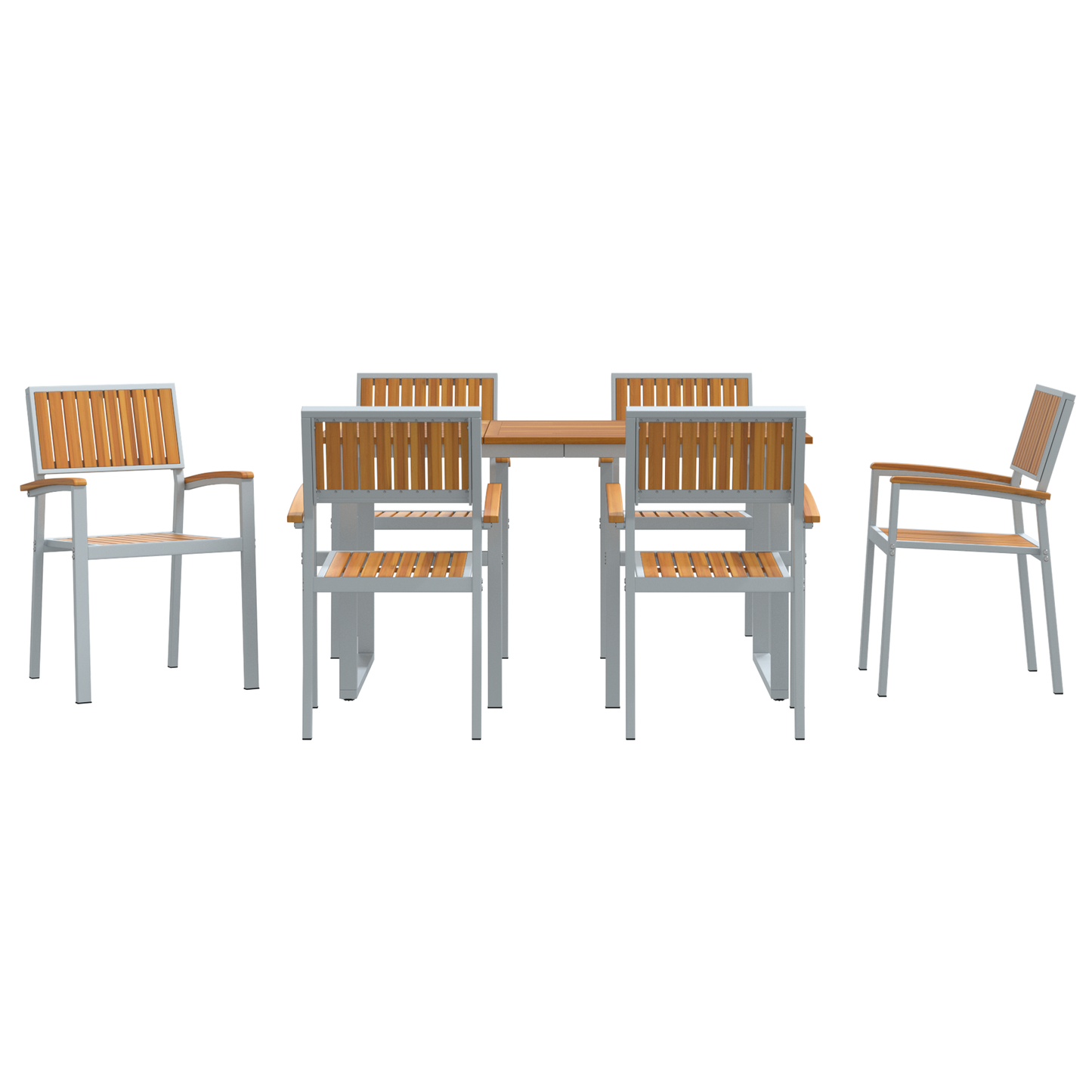 Hage Spisegruppe 7 pcs Grå Solid akasietre