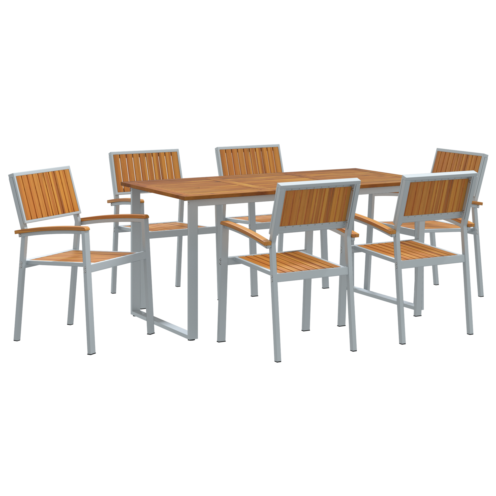 Hage Spisegruppe 7 pcs Grå og brun 160 x 80 x 75 cm