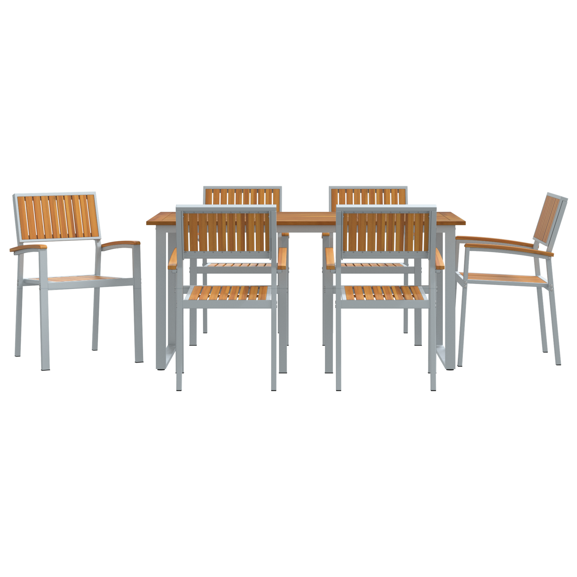 Hage Spisegruppe 7 pcs Grå og brun 160 x 80 x 75 cm