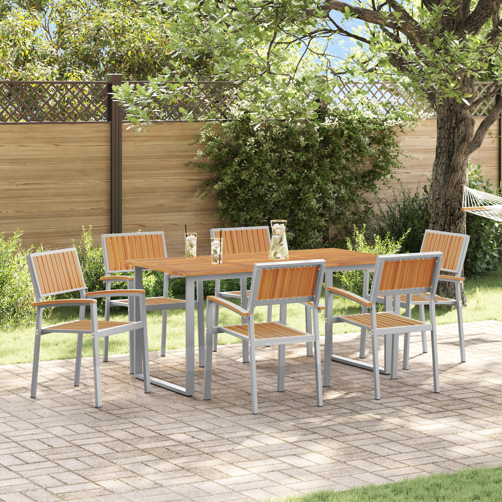 Hage Spisegruppe 7 pcs Grå og brun 160 x 80 x 75 cm